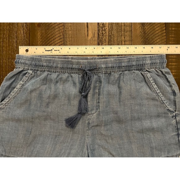 SAKS Fifth Avenue 100% Lyocell Shorts, with Fringe Accents & Drawstring, Size L - Picture 3 of 6